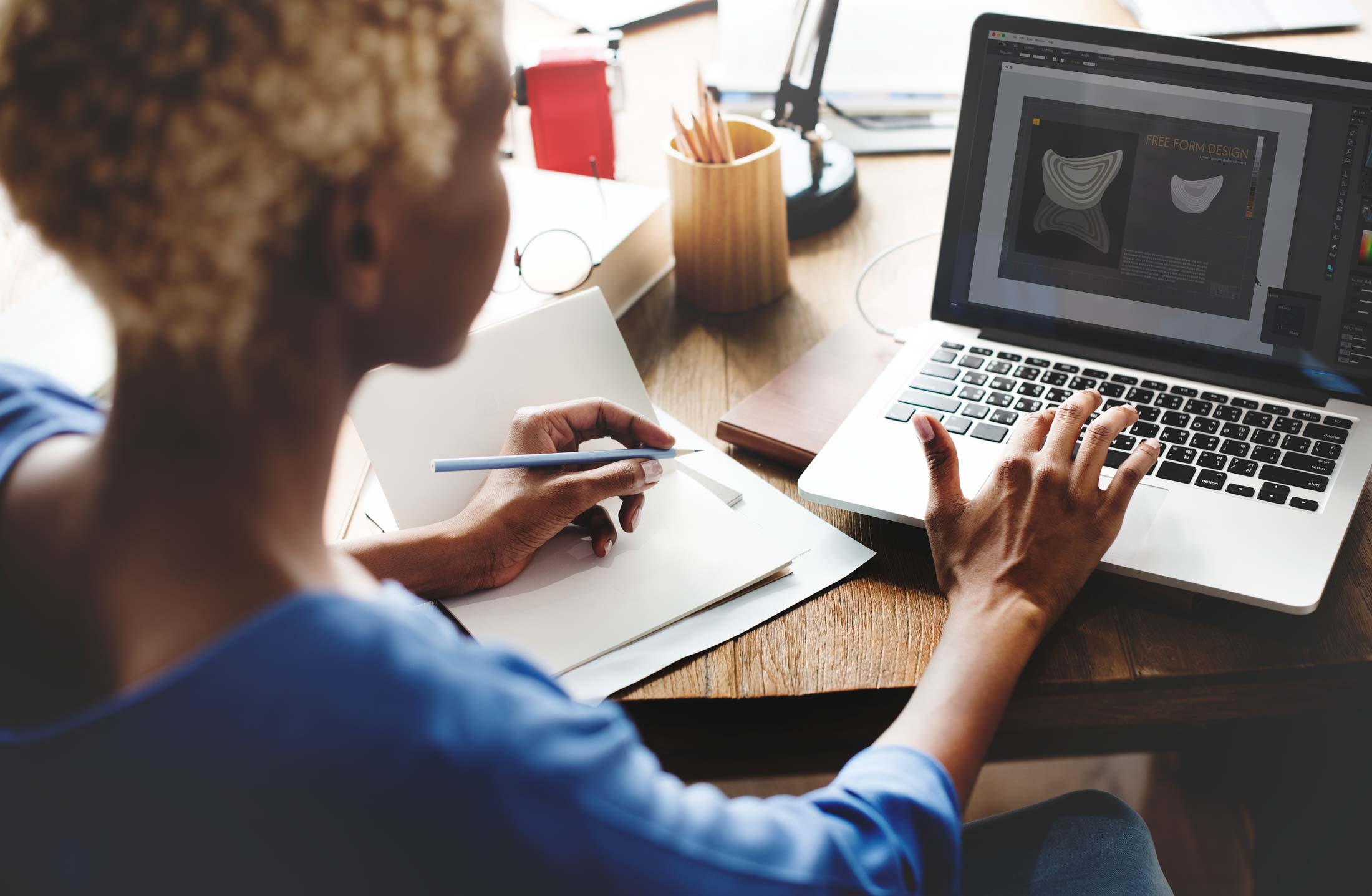 Business woman work on laptop